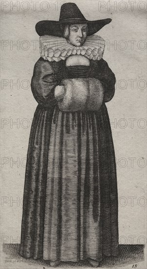 The Several Habits of English Women, from the Nobility to the Country Women as they are in these times:  The Woman with a Mannish Hat and Light Muff, 1640. Wenceslaus Hollar (Bohemian, 1607-1677). Etching