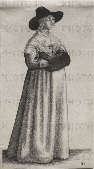 The Several Habits of English Women, from the Nobility to the Country Women as they are in these times:  The Woman with a Mannish Hat and Dark Muff, 1640. Wenceslaus Hollar (Bohemian, 1607-1677). Etching