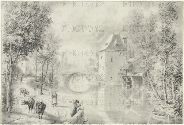 Road by the Old Bridge, 1800s. Netherlands, 19th century. Graphite, with stumping and stylus; sheet: 12.9 x 18.9 cm (5 1/16 x 7 7/16 in.).