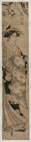 The Courtesan Chozan of the Chojiya, c. 1790. Utagawa Toyokuni (Japanese, 1769-1825). Color woodblock print; sheet: 62 x 9.6 cm (24 7/16 x 3 3/4 in.).