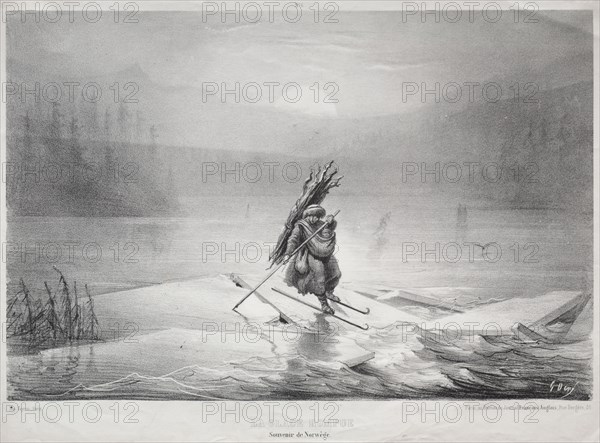 The Breaking Ice, Souvenir of Norway. Gustave Doré (French, 1832-1883). Lithograph