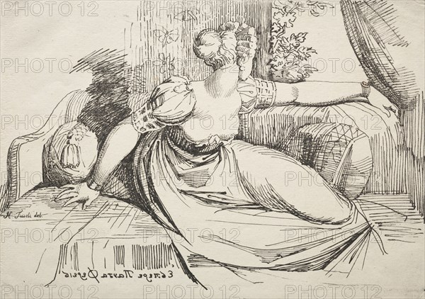 Specimens of Polyautography:  Woman on a Sofa. Henry Fuseli (Swiss, 1741-1825). Lithograph