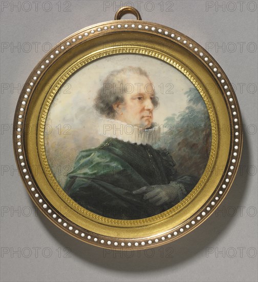 Portrait of a Man with a White Ruff, c. 1790. Heinrich Friedrich Füger (German, 1751-1818). Watercolor on ivory in a later gilt metal and enamel frame; diameter: 8.6 cm (3 3/8 in.); diameter of frame: 11.1 cm (4 3/8 in.).