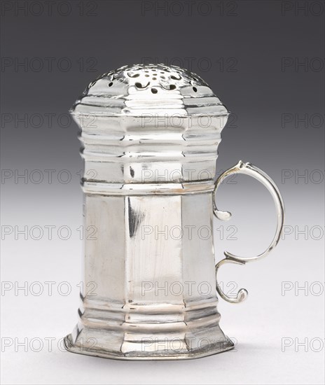 Caster with Lid , c. 1720. Andrew Tyler (American, 1692-1741). Silver; with handle: 8.5 x 6.7 cm (3 3/8 x 2 5/8 in.).