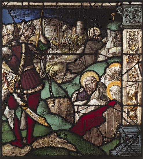 Christ in the Garden of Gethsemane, 1522-1526. Everhard Rensig (German), or Gerhard Remisch (German). Pot-metal and white glass, silver stain and sanguine; overall: 73.7 x 71.8 cm (29 x 28 1/4 in.).