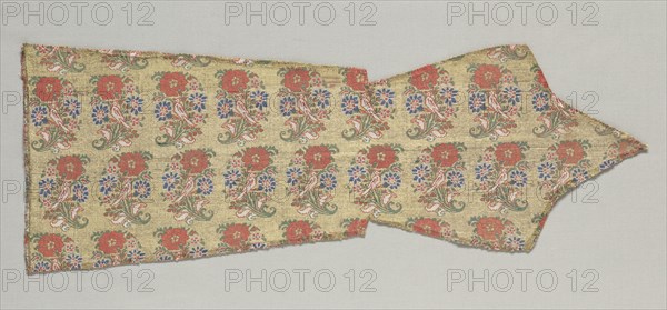 Sleeve with birds in blossoming bushes, 1700s. Iran. Taqueté: silk and gilt-metal thread; overall: 19.7 x 52.1 cm (7 3/4 x 20 1/2 in.)