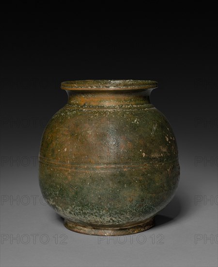 Jar with Cover, 206 BC - AD 220. China, Han dynasty (202 BC-AD 220). Glazed earthenware; diameter: 20.3 cm (8 in.).