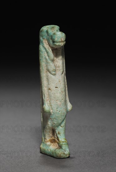 Amulet of Taweret, 305-30 BC. Egypt, Ptolemaic Dynasty. Light robin's egg blue faience; overall: 5.3 x 1.5 x 1.7 cm (2 1/16 x 9/16 x 11/16 in.).