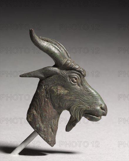 Head of a Goat, 300-100 BC. Greece, Hellenistic period, 3rd-1st Century BC. Bronze; overall: 6.1 cm (2 3/8 in.).