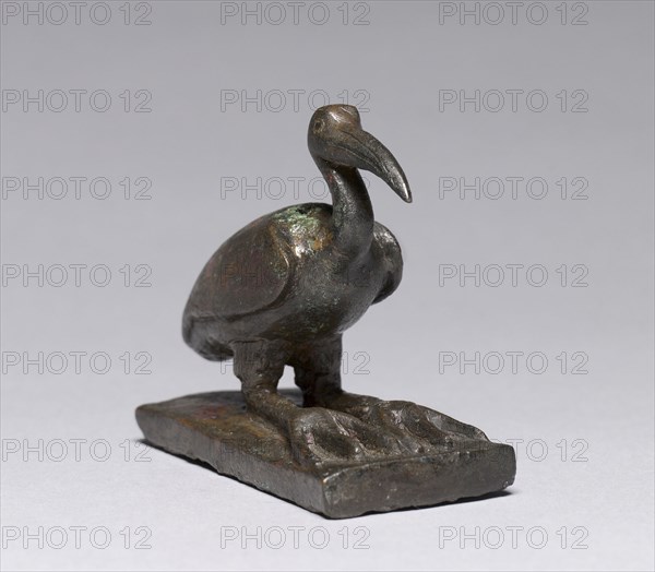 Ibis, 664-30 BC. Egypt, Late Period, Dynasty 26 or later. Bronze, solid cast, with gold-rich inlays; overall: 5.8 x 3.4 cm (2 5/16 x 1 5/16 in.).