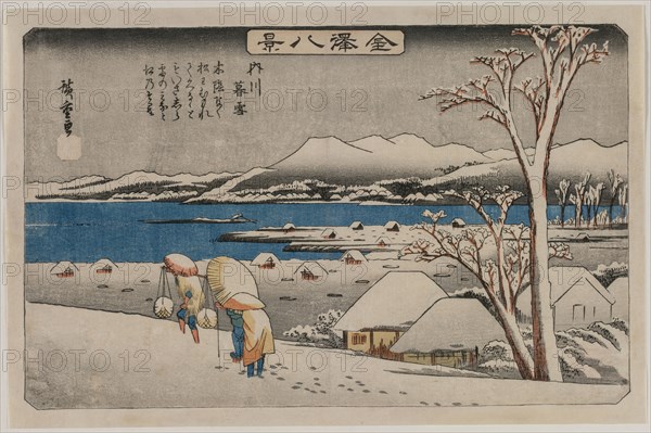 Evening Snow at Uchikawa (from the series Eight Views of Kanazawa), mid 1830s. Ando Hiroshige (Japanese, 1797-1858). Color woodblock print; sheet: 22 x 34.9 cm (8 11/16 x 13 3/4 in.).