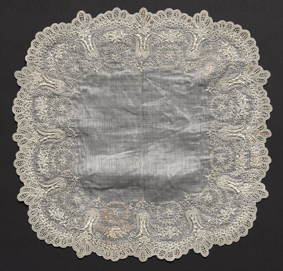 Embroidered Handkerchief, 19th century. France or Switzerland, 19th century. Embroidery: linen; average: 29.6 x 29.6 cm (11 5/8 x 11 5/8 in.)