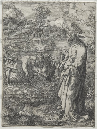 Jesus Calling to St. Peter and St. Andrew, 1523. Dirk Vellert (Netherlandish, 1480/85-1547). Engraving