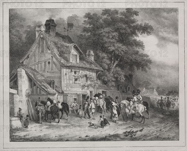 Album of 1829:  Souvenir of Normandy, 1828. Joseph-Louis-Hippolyte Bellangé (French, 1800-1866), Gihaut frères éditeurs, boulevard des Italiens, No. 5. Lithograph; sheet: 22.7 x 29.1 cm (8 15/16 x 11 7/16 in.); image: 16.4 x 20.9 cm (6 7/16 x 8 1/4 in.)