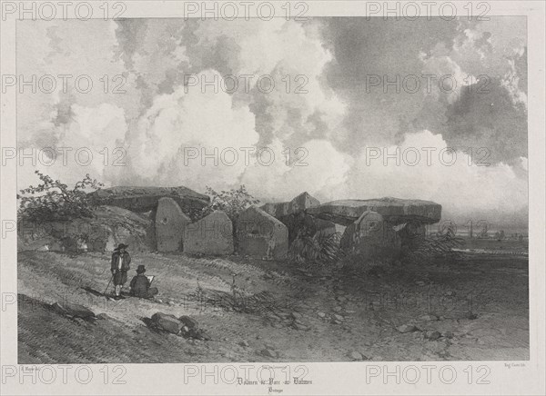 Voyages pittoresques et romantiques dans l'ancienne France: Bretagne: Dolmen de Parc-ar-Colmen, c. 1845. Eugène Cicéri (French, 1813-1890). Lithograph