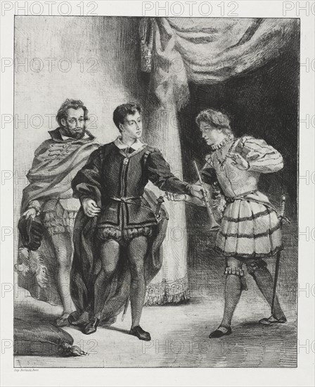 Hamlet:  Hamlet and Guildenstern, 1834. Eugène Delacroix (French, 1798-1863). Lithograph