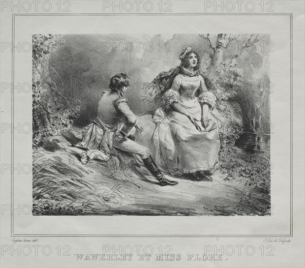 Picturesque Views of Scotland:  Waverly and Miss Flora, 1825-1828. Eugène Louis Lami (French, 1800-1890). Lithograph