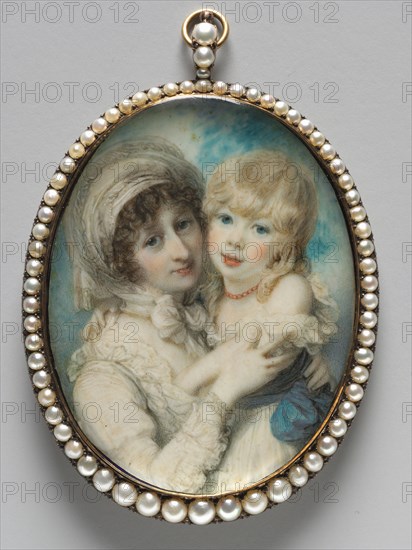 Portrait of Catherine Clemens and Her Son, John Marcus Clemens, c. 1800. Richard Cosway (British, 1742-1821). Watercolor on ivory in a gold and split pearl frame; framed: 9 x 7.3 cm (3 9/16 x 2 7/8 in.); sight: 8 x 6.1 cm (3 1/8 x 2 3/8 in.).