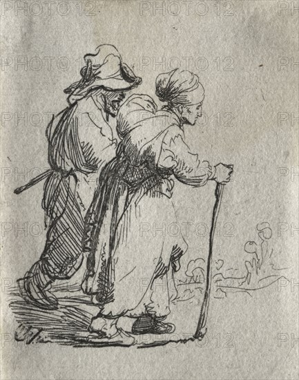 Two Tramps, a Man and a Woman, c. 1634. Rembrandt van Rijn (Dutch, 1606-1669). Etching; sheet: 6.5 x 5 cm (2 9/16 x 1 15/16 in.); platemark: 6.4 x 4.8 cm (2 1/2 x 1 7/8 in.).
