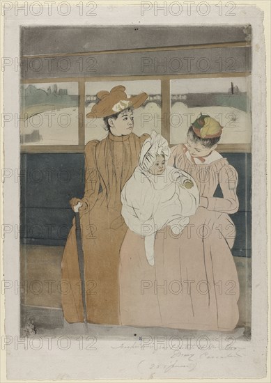 In the Omnibus, 1890-1891. Mary Cassatt (American, 1844-1926). Color drypoint and aquatint; platemark: 36.6 x 26.8 cm (14 7/16 x 10 9/16 in.)