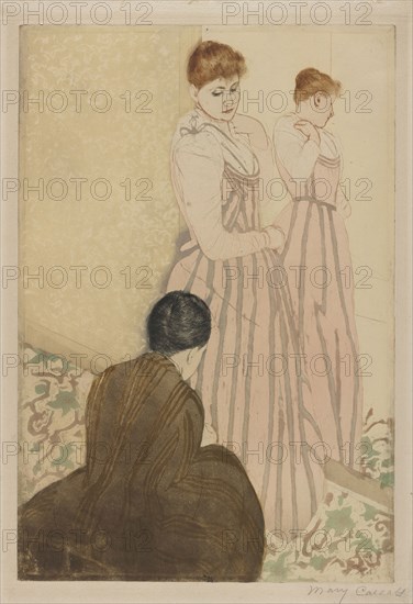The Fitting, 1890-1891. Mary Cassatt (American, 1844-1926). Drypoint and aquatint; sheet: 42.7 x 31.4 cm (16 13/16 x 12 3/8 in.); platemark: 37.6 x 25.5 cm (14 13/16 x 10 1/16 in.)