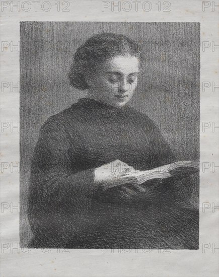 Reading:  Portrait of the Artist's Sister, 1897. Henri Fantin-Latour (French, 1836-1904). Lithograph