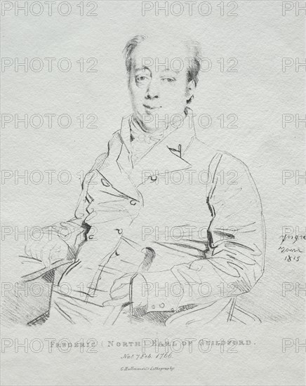 Frederic 5th Earl of Guilford, 1815. Jean-Auguste-Dominique Ingres (French, 1780-1867). Lithograph