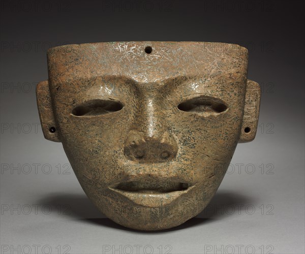 Mask, 1-550. Central Mexico, Teotihuacán, Classic Period. Greenstone; overall: 19 x 23.2 x 9.8 cm (7 1/2 x 9 1/8 x 3 7/8 in.).