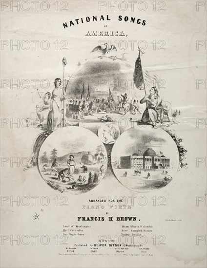 National Songs of America - Sheet Music Cover. Winslow Homer (American, 1836-1910). Lithograph