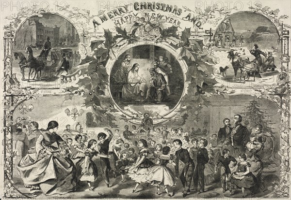 A Merry Christmas and a Happy New Year, 1859. Winslow Homer (American, 1836-1910). Wood engraving