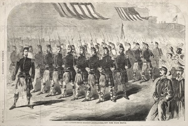 The Seventy-Ninth Regiment (Highlanders) New York State Militia, 1861. Winslow Homer (American, 1836-1910). Wood engraving