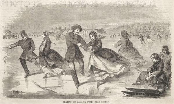 Skating on Jamaica Pond, near Boston, 1859. Winslow Homer (American, 1836-1910). Wood engraving