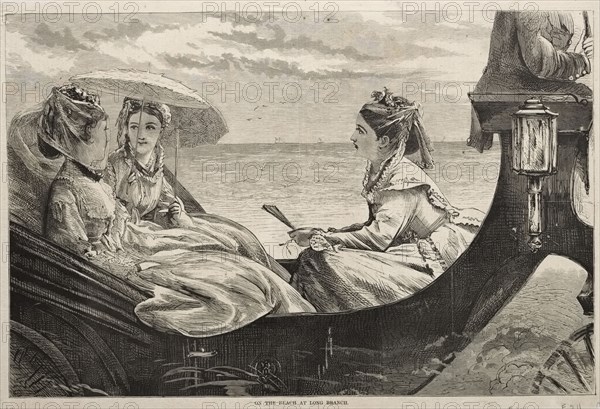 On the Beach at Long Branch, 1870. Winslow Homer (American, 1836-1910). Wood engraving