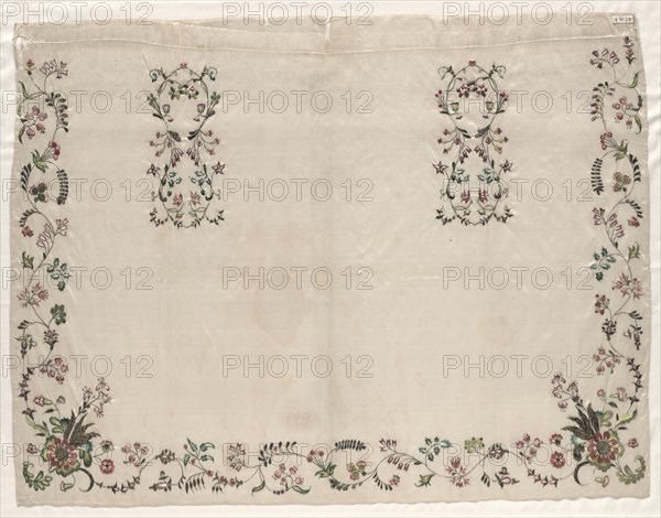Apron, 1700s. England, 18th century. Embroidery, silk and gold thread; overall: 62.2 x 89.5 cm (24 1/2 x 35 1/4 in.).
