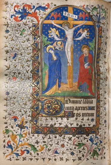 Book of Hours (Use of Paris): Crucifixion, c. 1420. Follower of Boucicaut Master (French, Paris, active about 1410-25). Ink, tempera, and gold on vellum; sheet: 20.3 x 14 cm (8 x 5 1/2 in.)