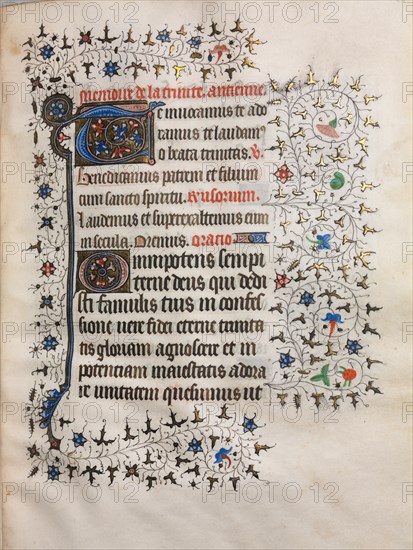 Book of Hours (Use of Paris): Decorated Initial, c. 1420. Follower of Boucicaut Master (French, Paris, active about 1410-25). Ink, tempera, and gold on vellum; sheet: 20.3 x 14 cm (8 x 5 1/2 in.).