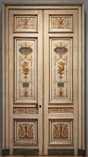 Double-Leaf Doors, c. 1790s. Pierre Rousseau (French, 1751-1829). Oil on wood; framed: 287 x 154 x 6 cm (113 x 60 5/8 x 2 3/8 in.); unframed: 274 x 63 cm (107 7/8 x 24 13/16 in.).