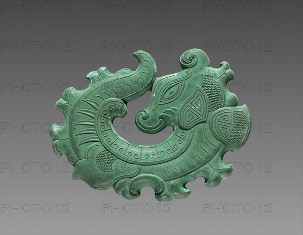 Box  with Ink Cakes:  Green Ink Cake in Shape of Coiled Dragon, 1795-1820. China, Qing dynasty (1644-1912), Jiaqing reign (1795-1820). Ink cake; case: 26.4 x 19.1 cm (10 3/8 x 7 1/2 in.); lid: 26.5 x 19.2 cm (10 7/16 x 7 9/16 in.).