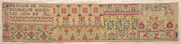 Sampler, 1840. Mexico, 19th century. Embroidery; average: 17.8 x 80 cm (7 x 31 1/2 in.).