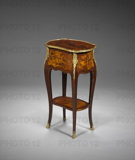 Work Table, 1700-1799. Bernard Peridiez (French, d. 1757), or Gerard Peridiez (French, born c.1730). Wood marquetry with gilt bronze mounts; overall: 77.5 x 43.2 x 28 cm (30 1/2 x 17 x 11 in.).