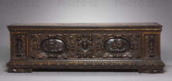 Cassone, mid-1500s. Italy, Venice, mid-16th century. Walnut; overall: 82.9 x 172.7 x 54 cm (32 5/8 x 68 x 21 1/4 in.).