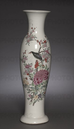 Vase, 1723-1735. China, Jiangxi province, Jingdezhen kilns, Qing dynasty (1644-1912), Yongzheng reign (1722-1735). Porcelain with famille rose overglaze enamel decoration; overall: 45.8 cm (18 1/16 in.).