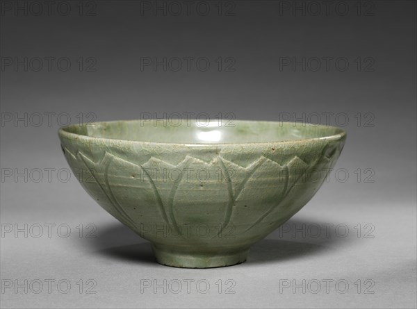 Bowl with Lotus Petal Design in Relief, 12th century. Korea, Goryeo period (918-1392). Porcelain celadon ware