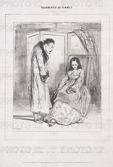 Fourberies de Femmes:  En matière de sentiment, 1842. Paul Gavarni (French, 1804-1866). Lithograph