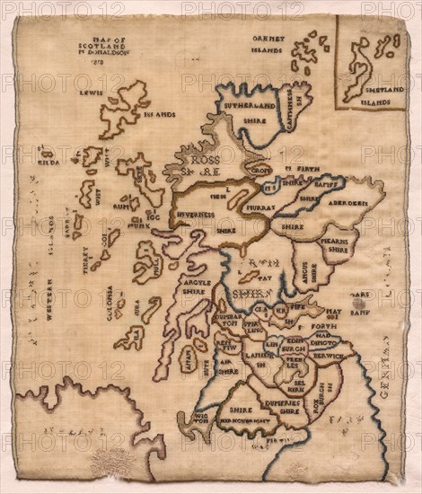 Sampler, 1810. Scotland, 19th century. Embroidery; silk on woolen canvas; average: 38.8 x 31.8 cm (15 1/4 x 12 1/2 in.).