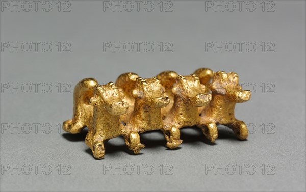 Curly-Tailed Animal Pendant, 100-800. Panama, Initial style, 2nd-8th century. Gold; overall: 1.8 x 4 x 2.7 cm (11/16 x 1 9/16 x 1 1/16 in.).