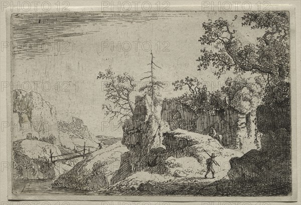 A Mountain Landscape, c. mid 17th century. Jan van Aken (Dutch). Etching and engraving; sheet: 10.1 x 15 cm (4 x 5 7/8 in.); platemark: 9.6 x 14.5 cm (3 3/4 x 5 11/16 in.).