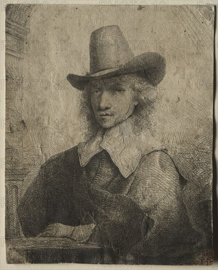 Portrait of a Man with a High Hat, 1642/1651. Ferdinand Bol (Dutch, 1616-1680). Etching and drypoint; sheet: 13.4 x 10.7 cm (5 1/4 x 4 3/16 in.)