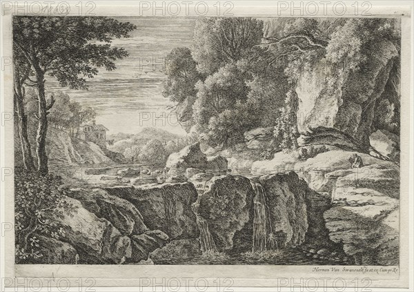 The Little Warterfall. Herman van Swanevelt (Dutch, c. 1600-1655). Etching