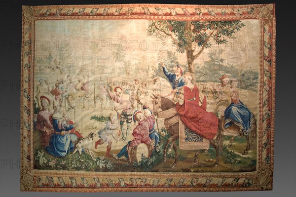 Month of May: Scene of May Day Festival, 1723-1774. Gobelins (French), Michel Audran (French, 1701-1771). Tapestry weave: linen warp, wool and silk wefts; overall: 312.4 x 452 cm (123 x 177 15/16 in.).